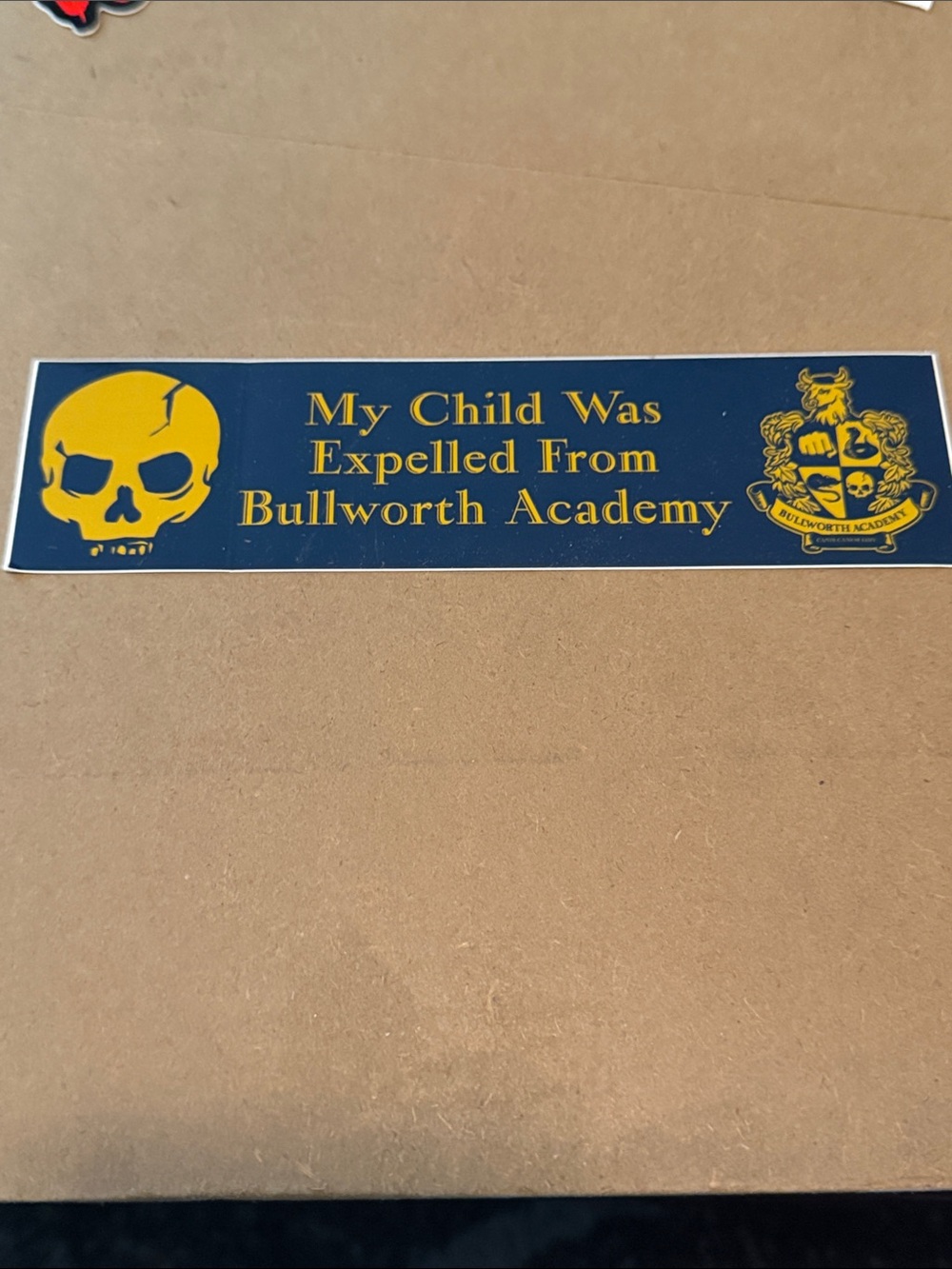 Bullworth Academy Sticker – Navy and Yellow Bumper Sticker